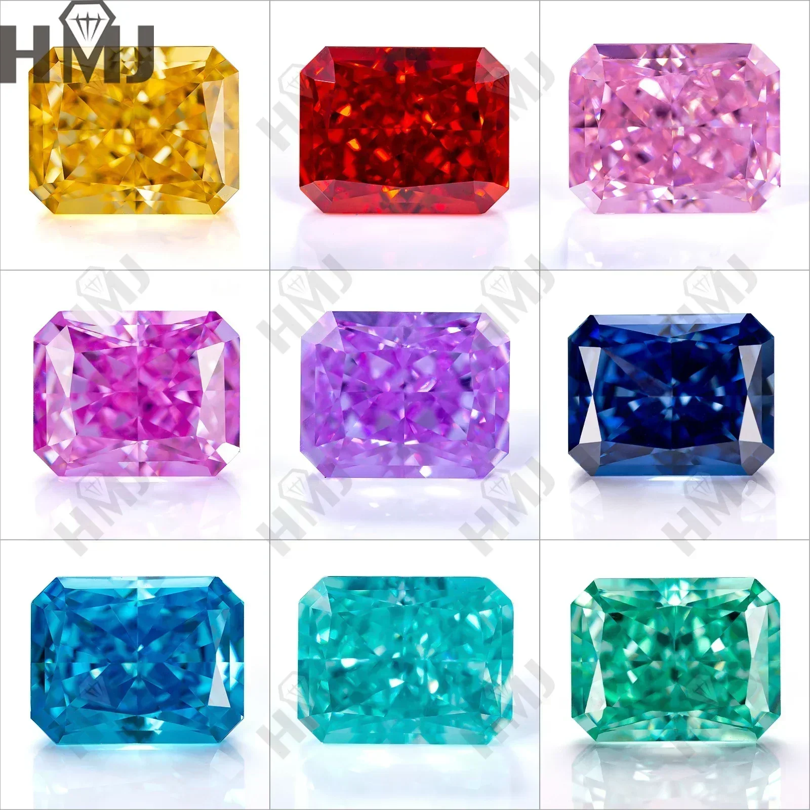 

HMJ Birthstone Cubic Zirconia Radiant Crushed Ice Cut Cubic Zirconia Stone Synthetic Moissanite Gems Beads For Jewelry CZCham