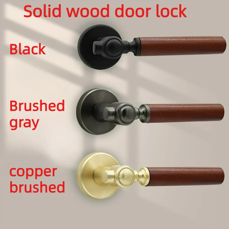 

Middle Ancient Style Bedroom Split Lock Door, Silent/magnetic Suction Room, Retro Wooden Door Handle Lock