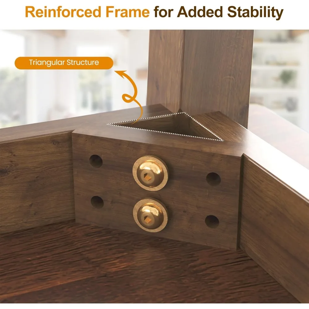 "Tavolo da pranzo durevole in legno massello in stile fattoria per 2-4, design rettangolare moderno con capacità di peso di 300 libbre"