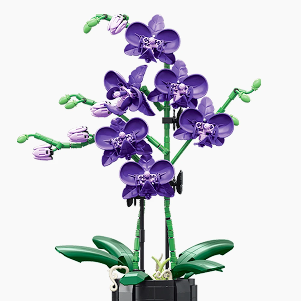 656ピース 花 バイオレットとチューリップの花束 組み立てブロック 花束と鉢植え 永遠の愛の花モデル ギフト
