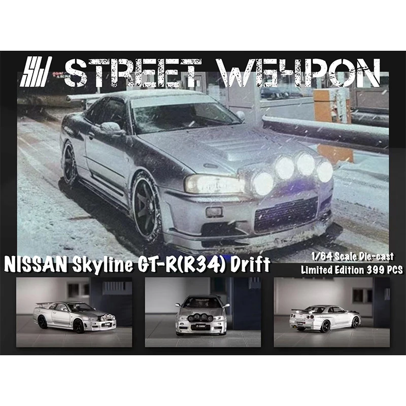 SW In Stock 1:64 Skyline GTR R34 Camper Accessories Drift Rally Lamp Diecast Diorama Car Model Toys Street Weapon