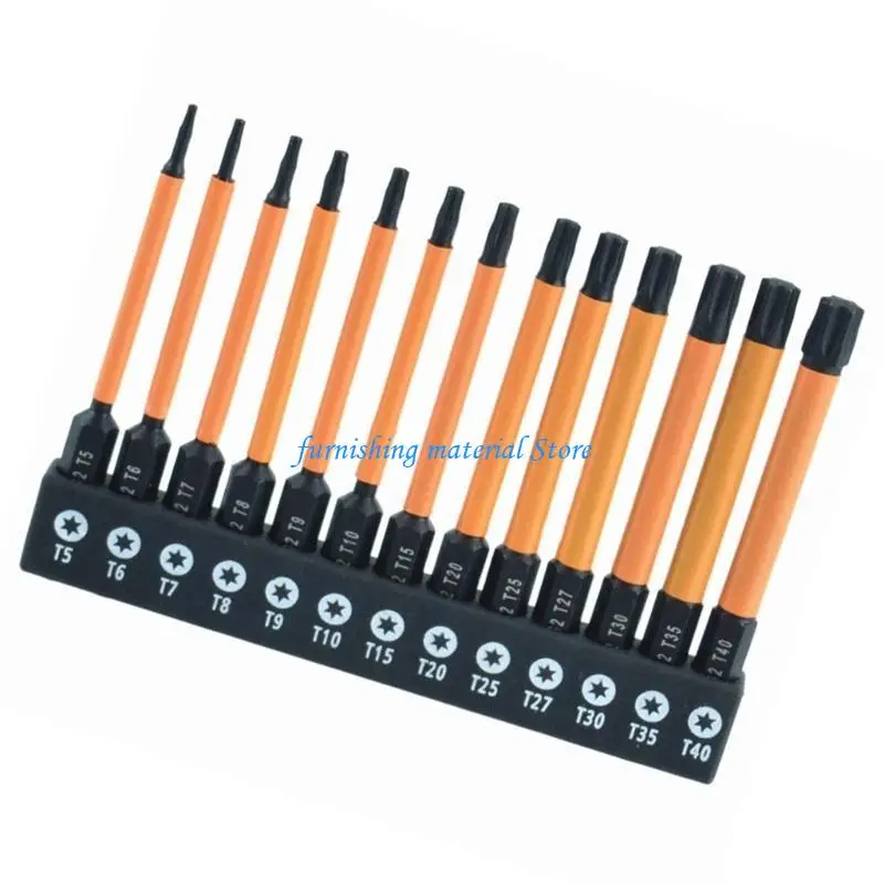 

Y5GD Ergonomic Screwdriver Set 13pcs 75mm Yellow Skin Star Bit For Various Surfaces Preparation Tasks Comfortable Use