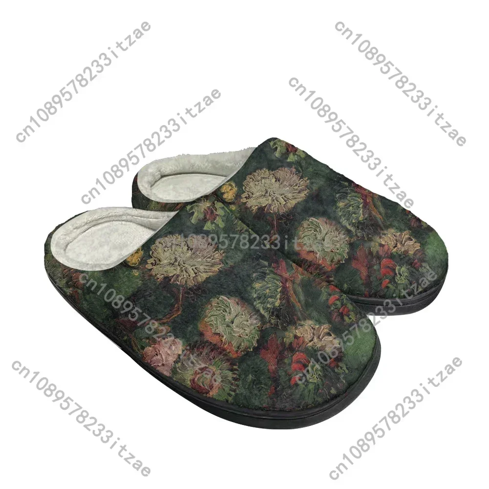Hot Cartoon Van Gogh Fashion Cotton Custom Slippers Mens Women Teenager Plush Casual Keep Warm Shoes Thermal Comfortable Slipper