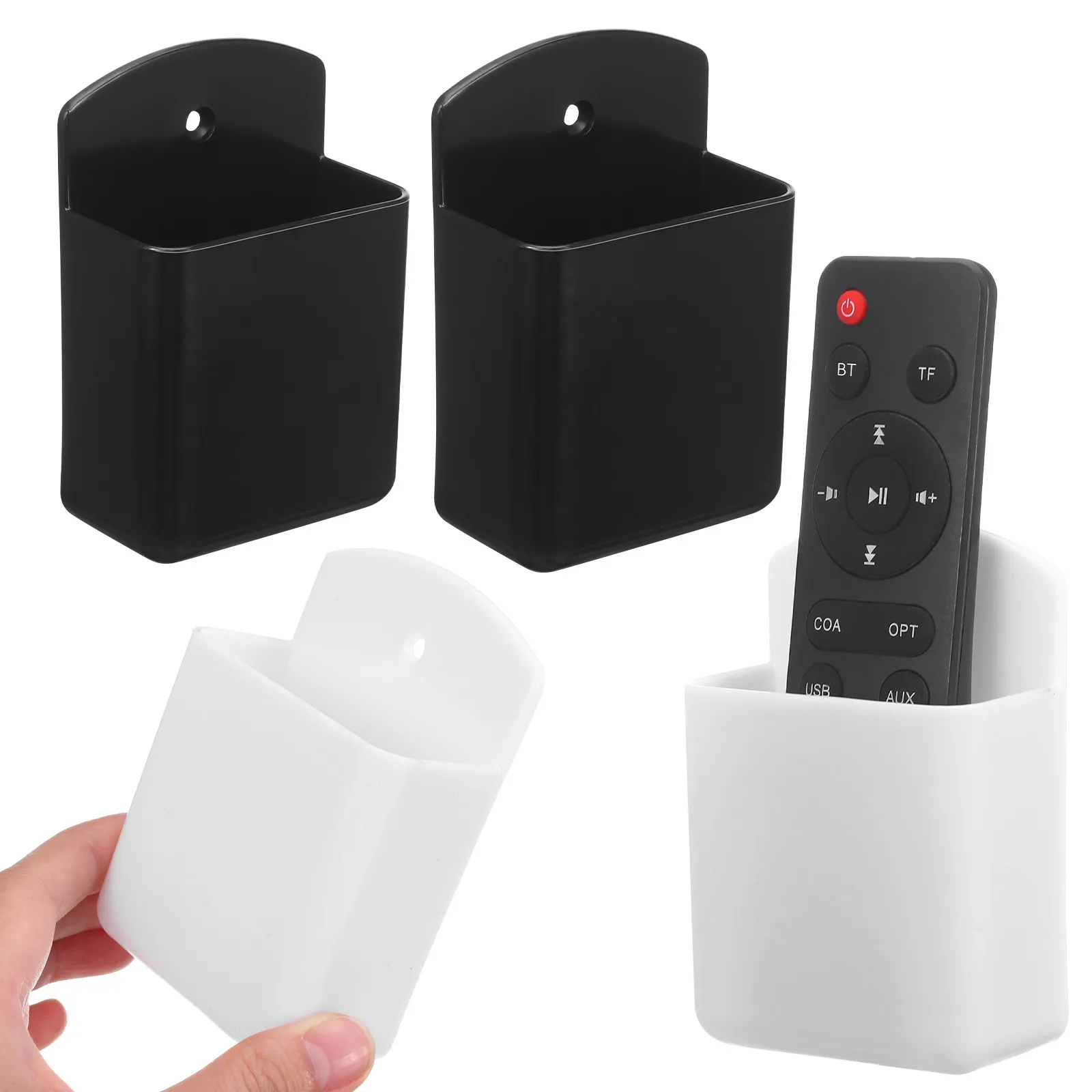 4Pcs Wall Mounted Remote Holder Adhesive TV Controller Organizer Sleek Minimalist Design for Living Room Bedroom Office Wall Pen