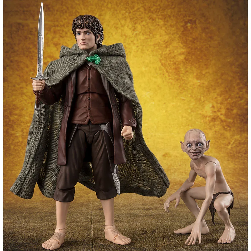 Bandai genuíno s.h. figuarts anime figura frodo baggins & gollum 120mm figura de ação brinquedos para meninos crianças presente modelo colecionável