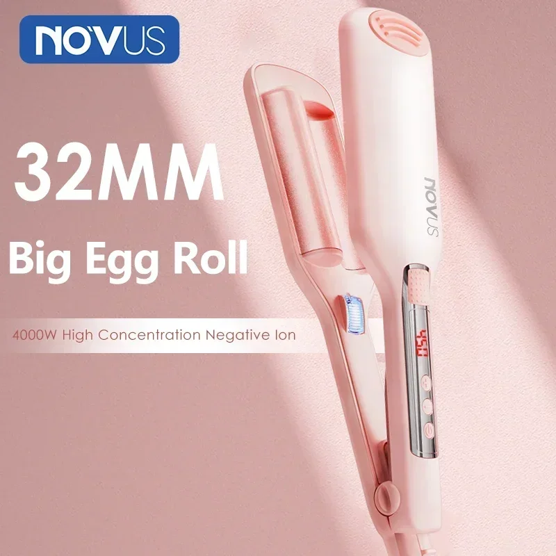 

NOVUS 32MM Wavy Hair Curlers French Egg Roll Head Waver Styler 6000w negative ion Fast Heating 60 Min Auto off Curling Iron