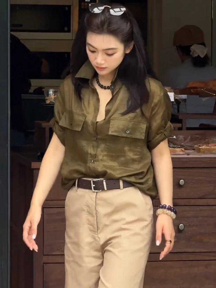 

Корейский повседневный коврик на одной пуговице ort Sve irt, модный коврик, летняя винтажная одежда, прямой крой для поездок на работу