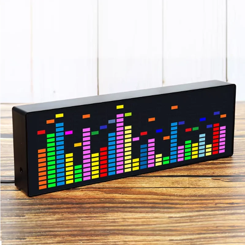 

Colorful LED Music Spectrum Electronic Clock Voice-Controlled Rhythm Light 1624 RGB Audio Pickup Ambient Level Indicator