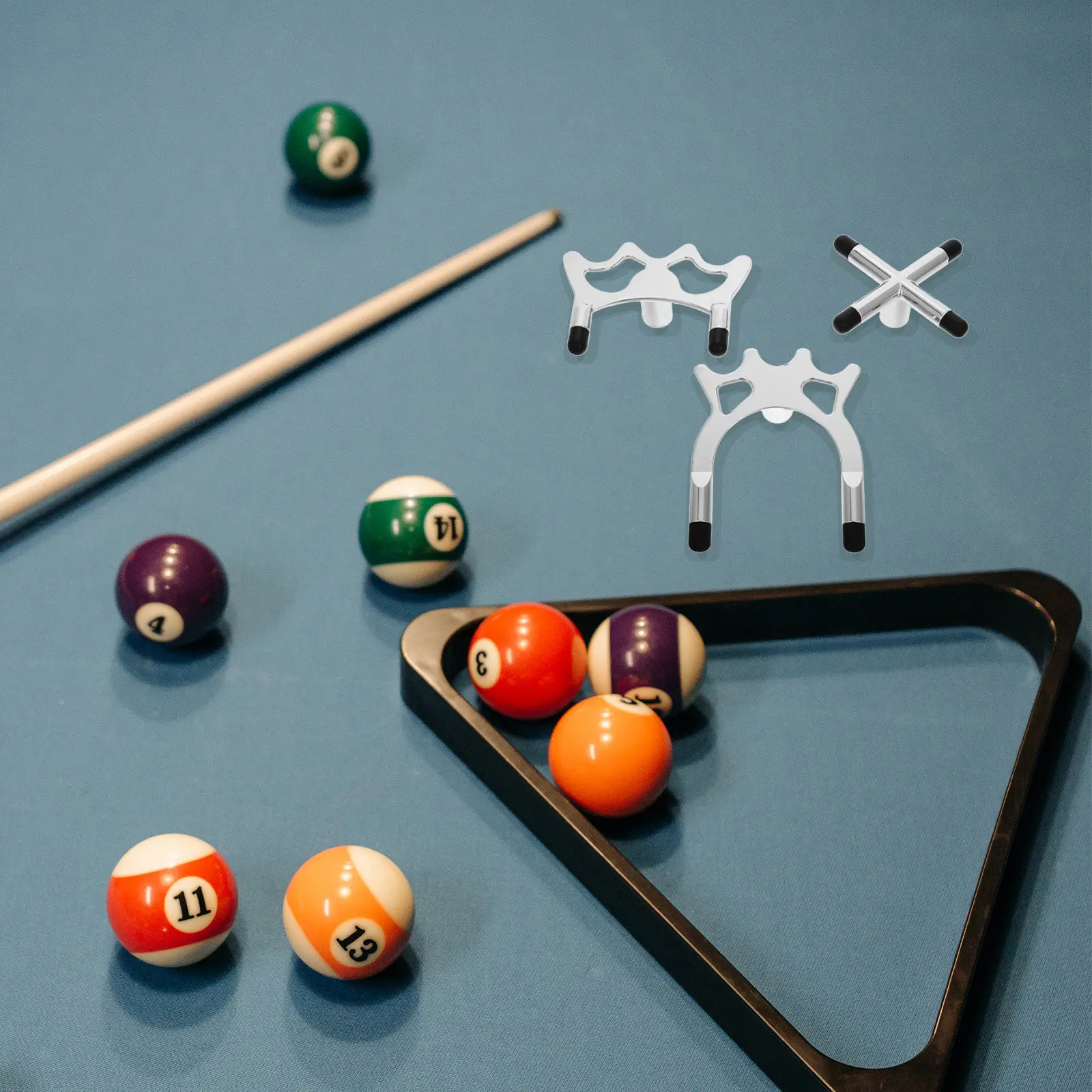 

3Pcs Billiard Cue Bridge Stick Pool Cue Rest Faux Copper Cross Fork Stability Holder Game Room Accessory