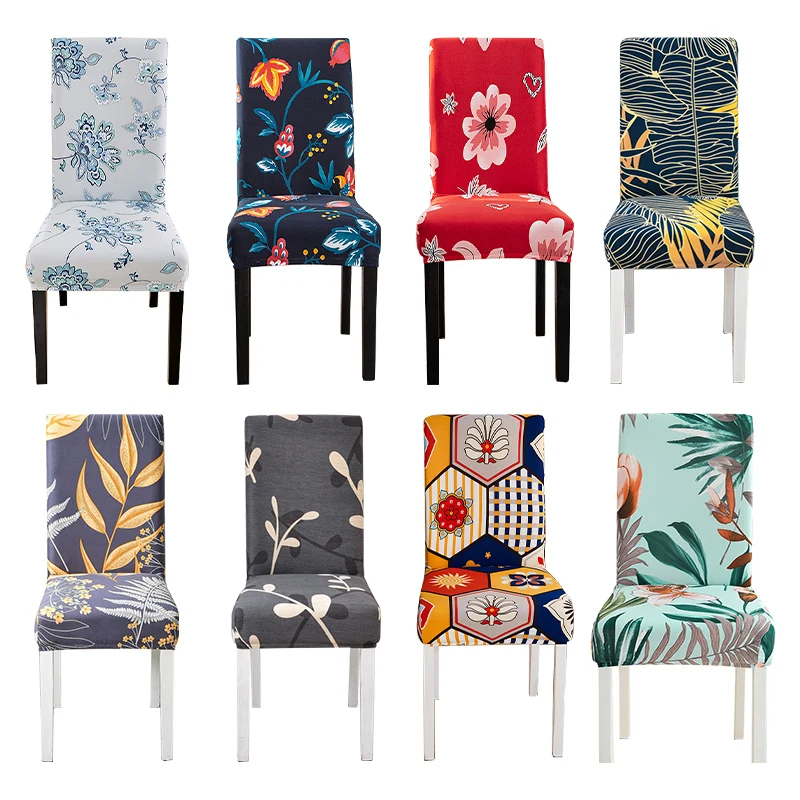 1PC Printed Chair Cover Washable Big Elastic Kitchen Chair Covers Stretch Seat Slipcovers For Dining Room Wedding Banquet Home