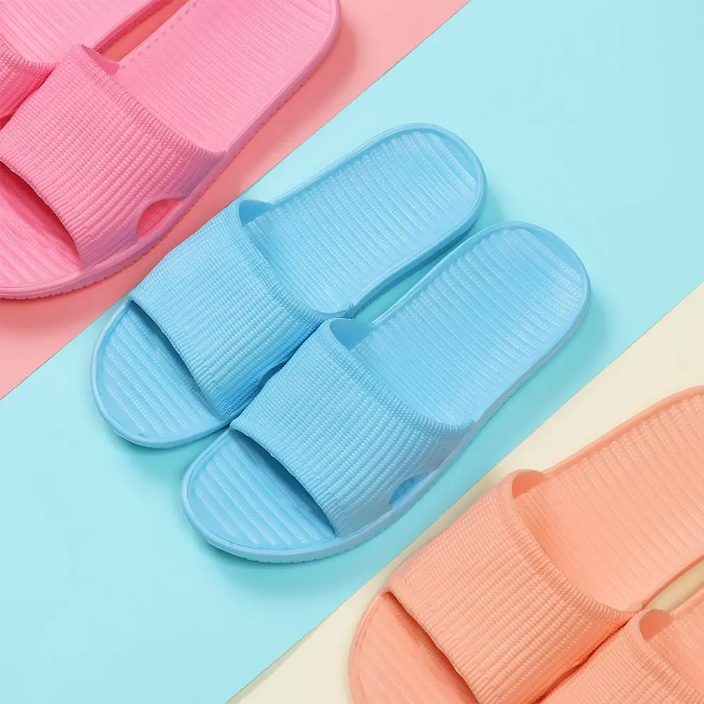 1Pair Comfort Soft Shower Stripe Bathroom Slippers Men\'s Flip-flops Summer Shoes Women\'s Sandals