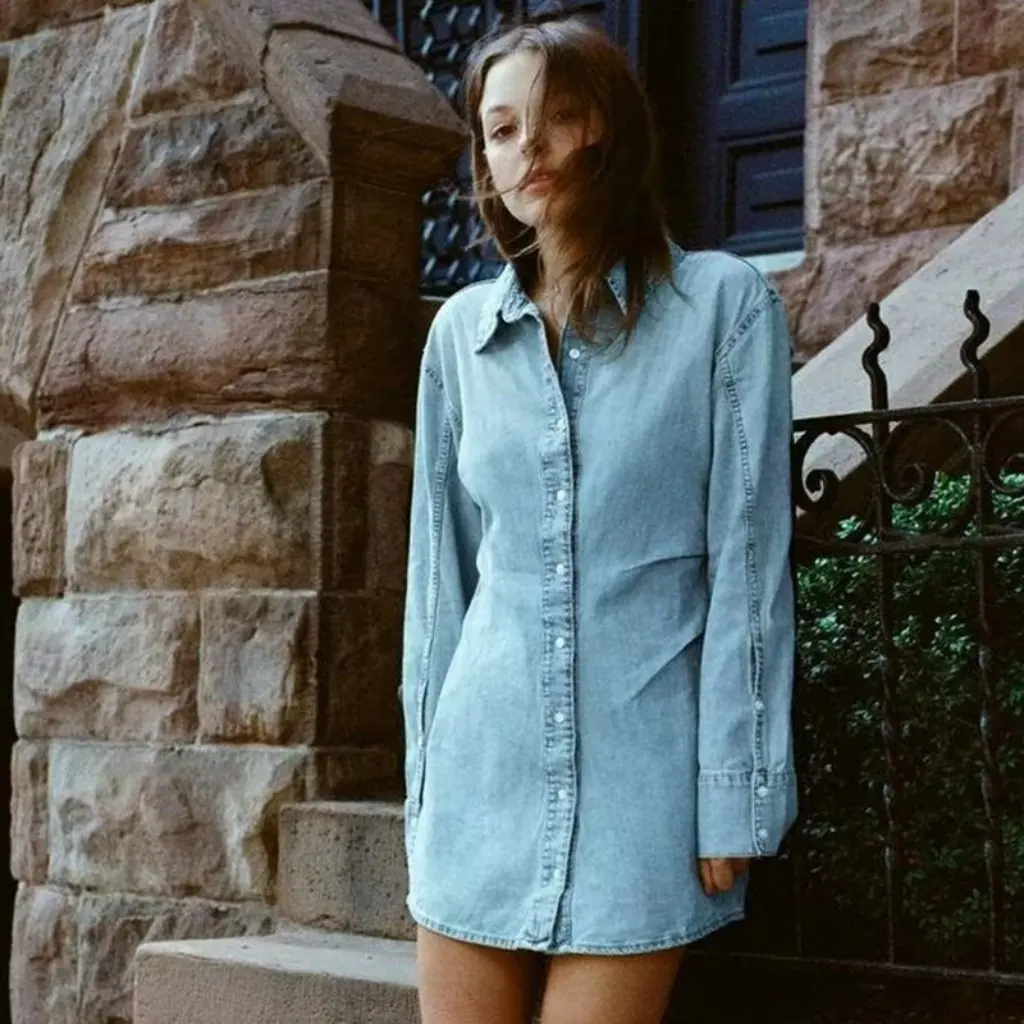 

Women's Summer Denim Shirt Dress European And American Style Street Fashion Lapel Mini Dress New Product 2025Za