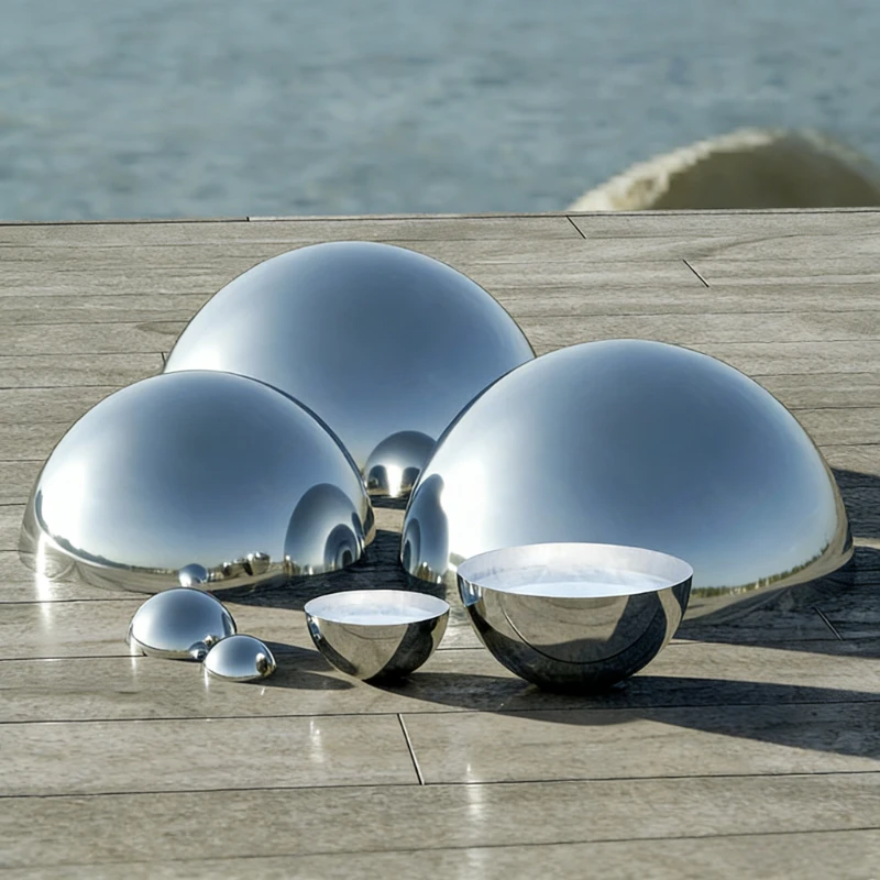 Diameter 16-450mmThickness 1mm 304 Stainless Steel Decorative Ball Hollow Hemispheres half sphere Mirror Finish for Garden Decor