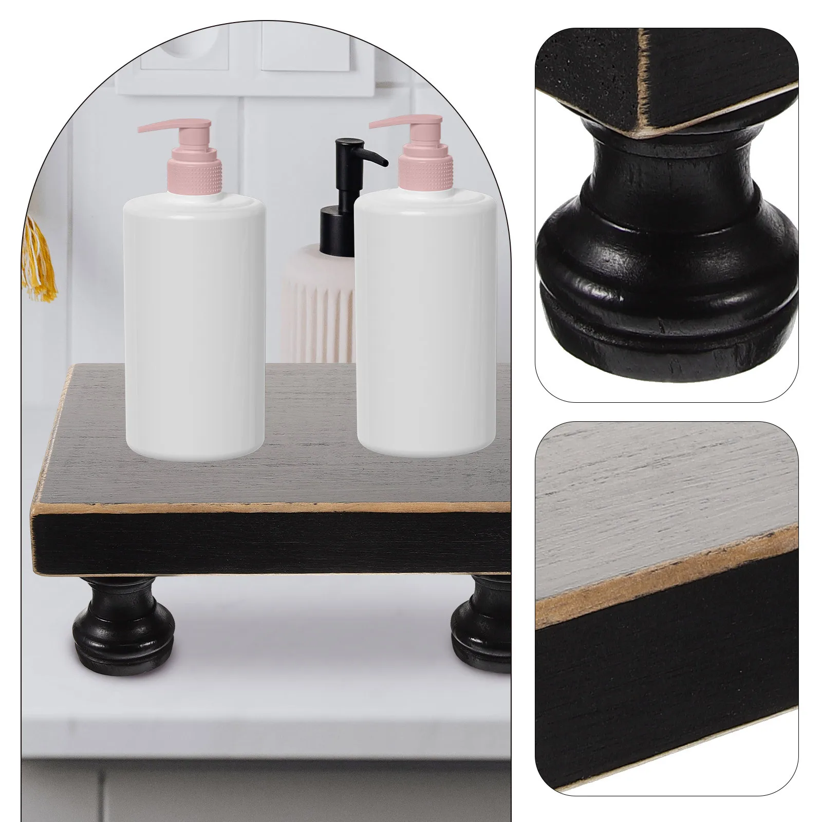 

Wood Pedestal Stand for Bathroom Kitchen Use Removable Feet Design Wooden Soap Holder Tray for Home Decorative Plant Or Vase