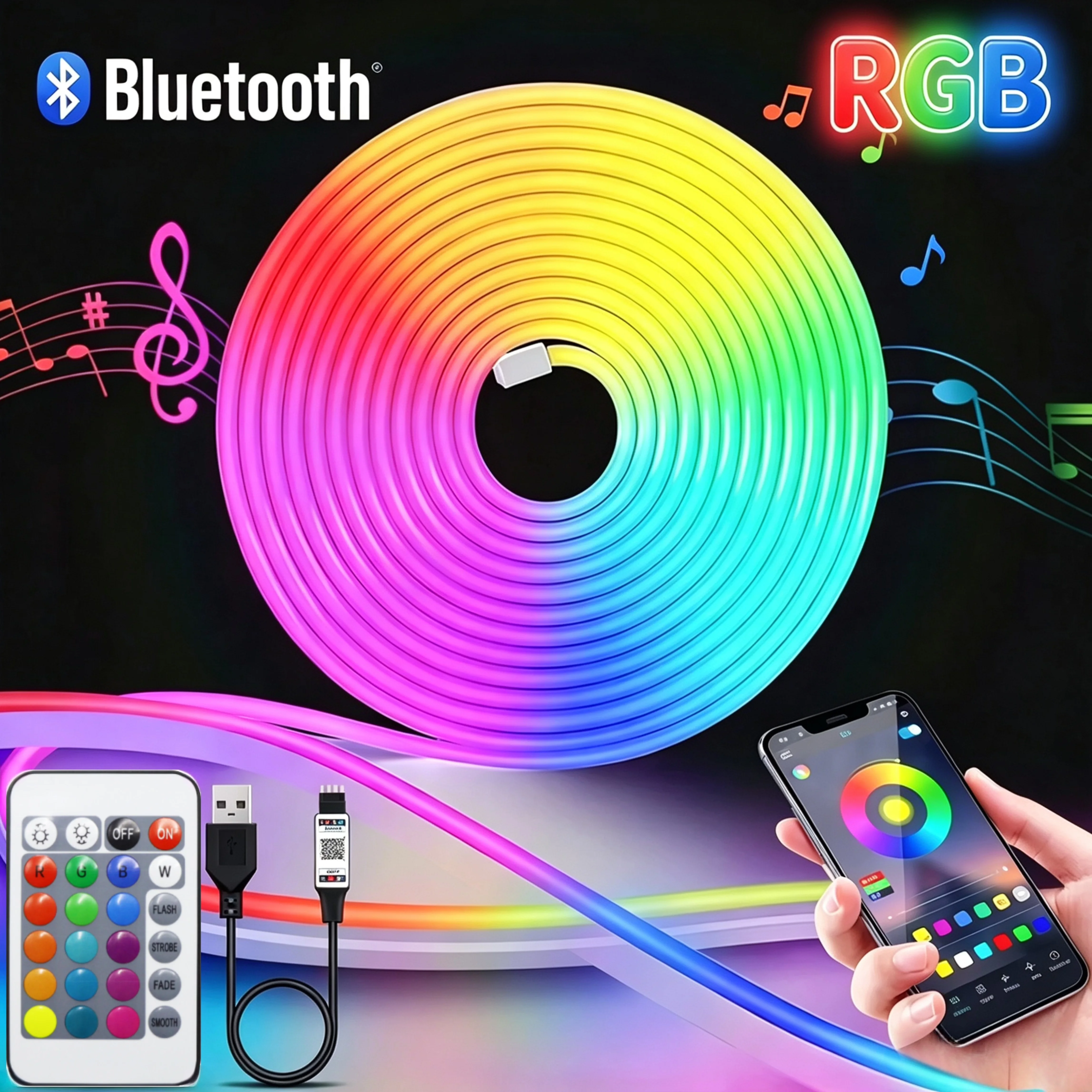 Home Decor Free App - Dc5V Rgb Neon Led Light Strip,