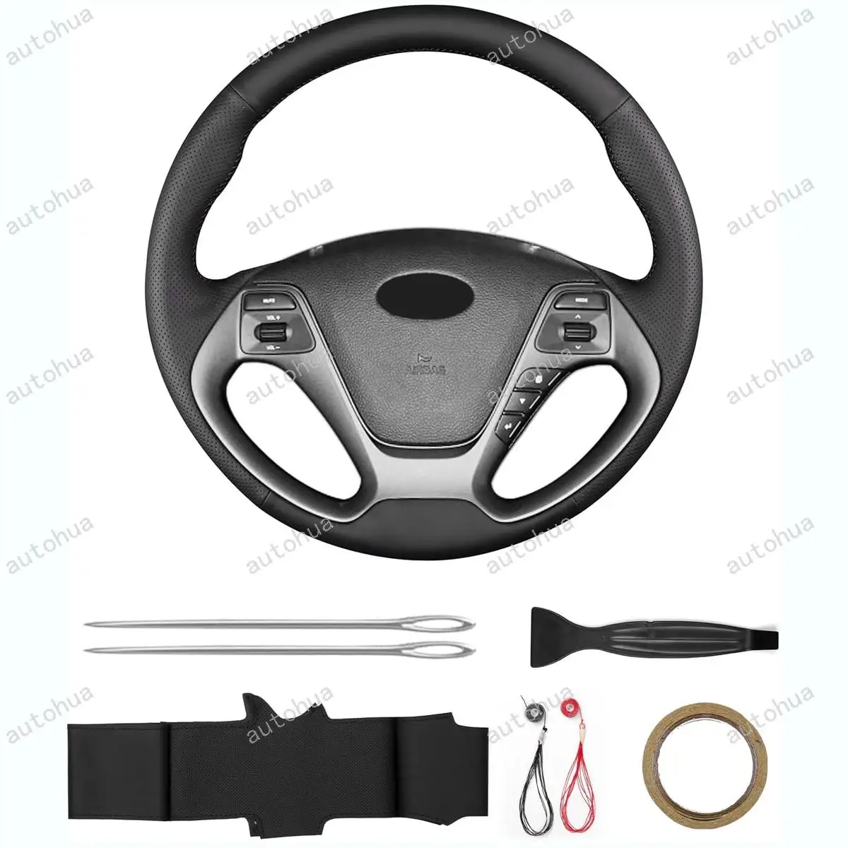 

Hand-Sewn Steering Wheel Cover for Kia 2014 2017 Forte//2014 Ceed GT/Pro Ceed/Forte 5-Door/Pro Ceed GT//2013 2016 Ceed/Ceed SW