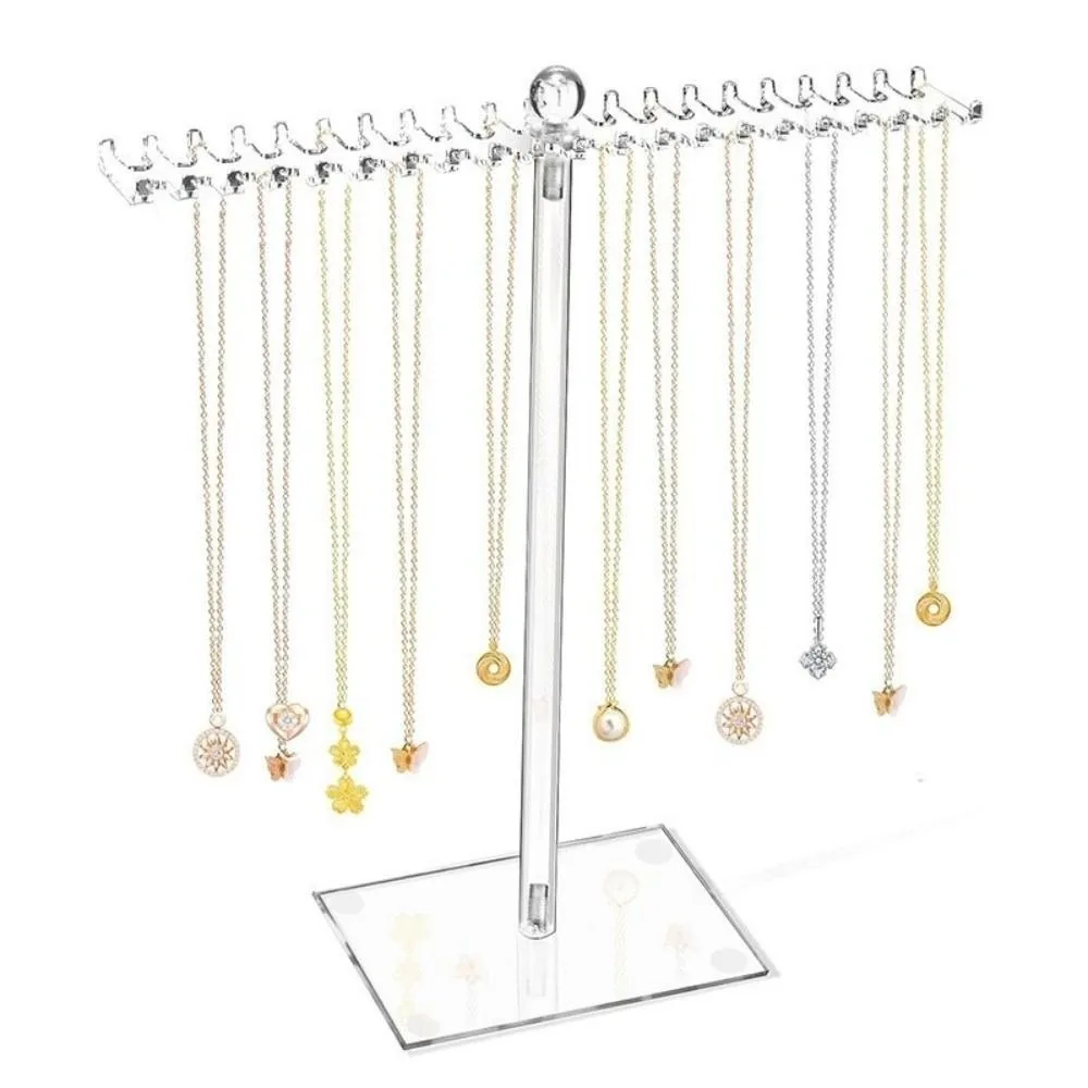 

Acrylic Stand Acrylic Necklace Holder Bilateral Hook Transparent Jewelry Display Stand With Base Jewelry Organizer Display