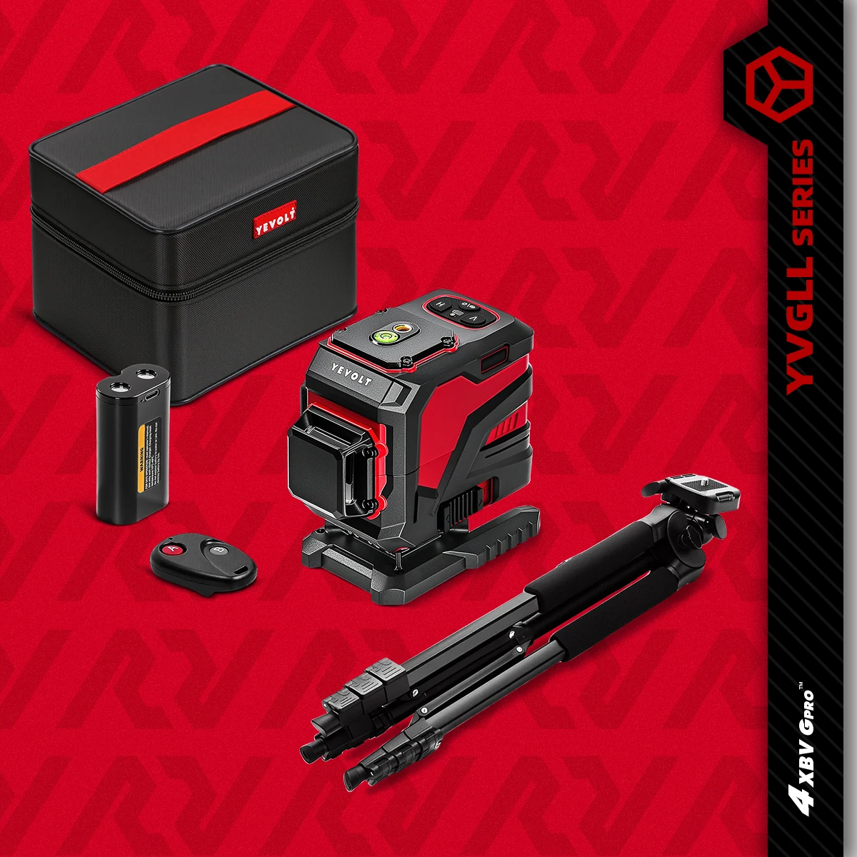 

YEVOLT YVGLL4XS12T 12-Line TriPlane Rotary Laser Level Dynamic Compensate Self-Leveling Trenching Piping Layout 30m Woring Range