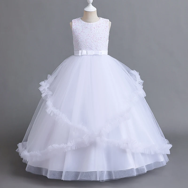 

2209 Girls' Flower Wedding Dress Long Sleeveless Summer Princess Rainbow Host Gift Performance Program