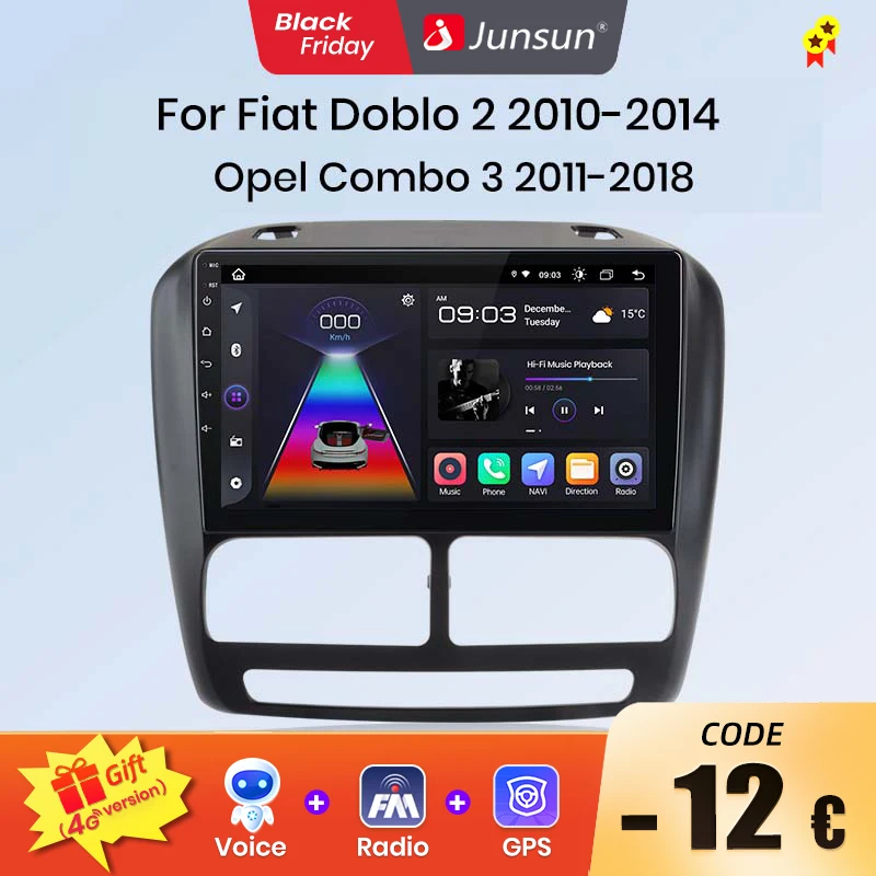 Junsun V1 Carplay Android Radio for Fiat Doblo 2 2010-2014 Opel Combo 3 2011-2018 AI Voice 4G Car Multimedia GPS 2din Autoradio