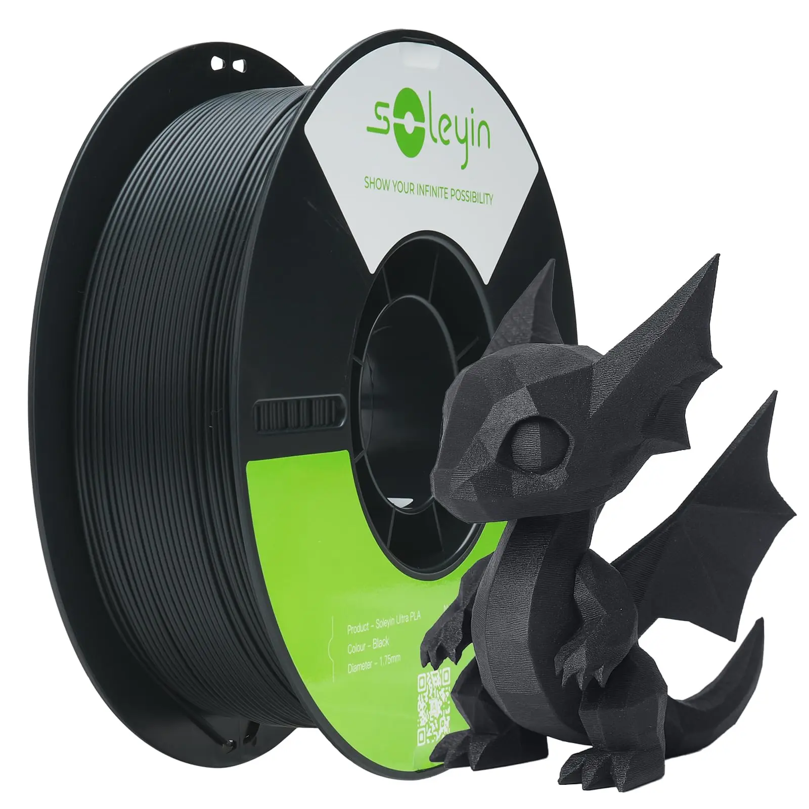 Creality Soleyin Ultra PLA 3D-Drucker Filament 1,75mm 1KG 3D-Druck Verbrauchsmaterialien Schwarz Hochgeschwindigkeitsdruck