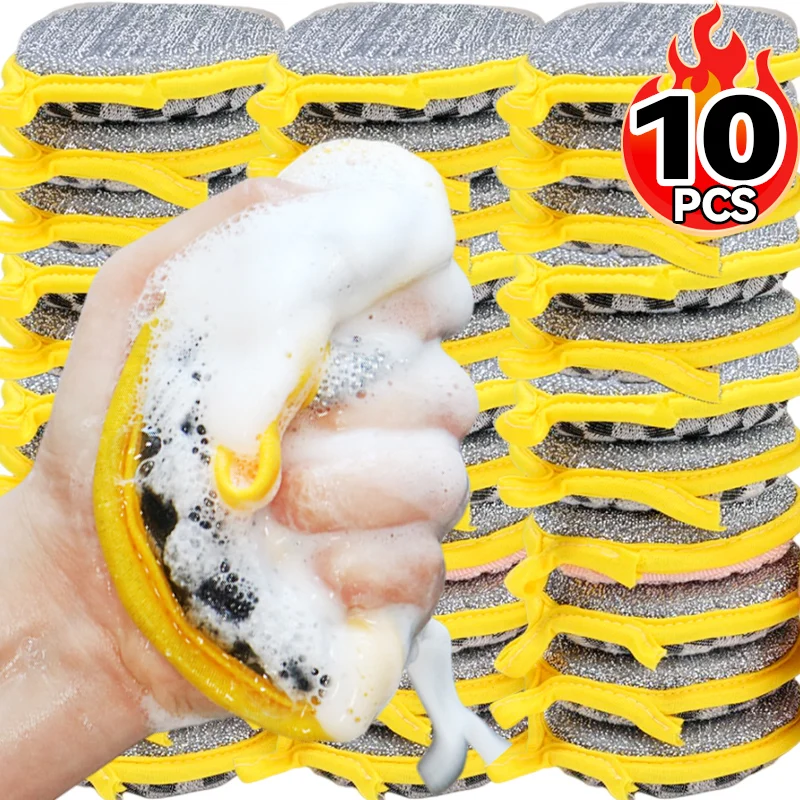 10/1PCS Double Side Dishwashing Sponge Dish Washing Brush Pan Pot Dish Cleaning Sponges Wipe Household Reusable Kitchen Tools