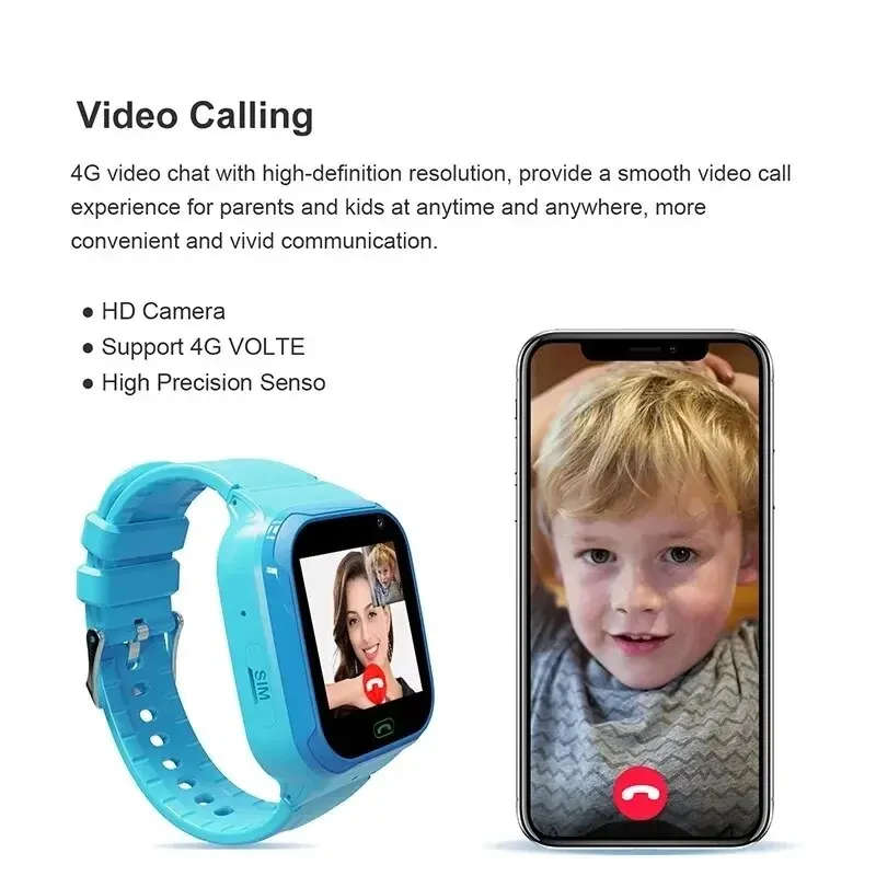 Relógios inteligentes à prova d'água para crianças, 4G Kids Watch, chamada SOS, vídeo do telefone, câmera HD, localização LBS Tracker, cartão SIM, despertador