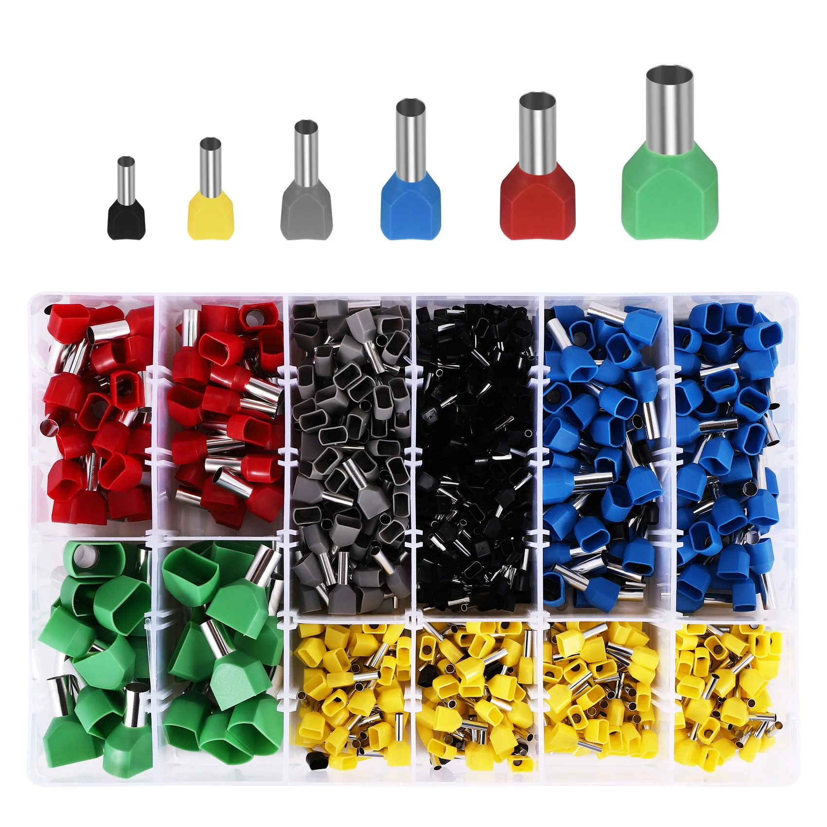 780Pcs Dual Bootlace Ferrule Teminator Kit Crimp elettrico Dual Entry Cord End Wire Terminal Connector