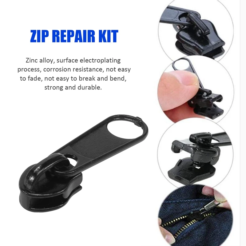 194 Pcs Zipper Repair Kit, Replacement Zip Slider Zipper Replacement With 2 Mini Pliers, For Garment, Bag, Jackets,Tents