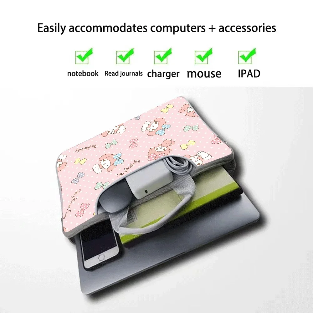 

New Anime Hello Kitty Kuromi My Melody Universal Laptop Bag 12 13 14 15 15.6 16 Inch for Macbook Computer Handbag Briefcase Gift