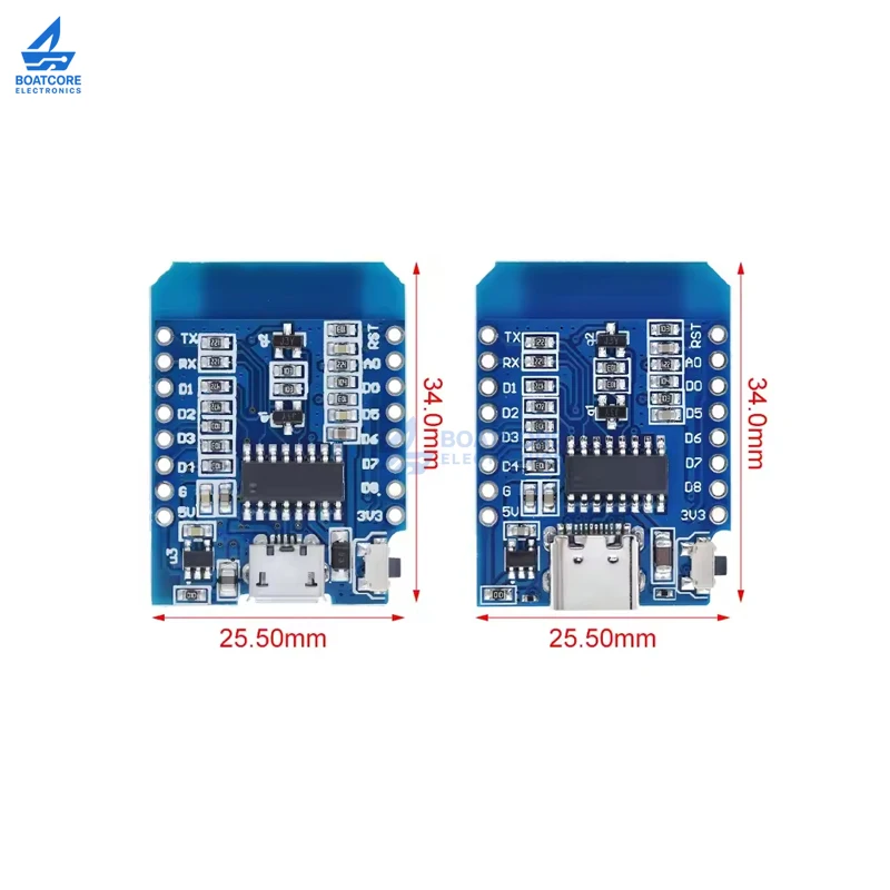 1PCS Wemos D1 Mini ESP8266 ESP-12F CH340G V2 WiFi Development Board Type-C/Micro USB 3.3V NodeMCU Lua IoT for Arduino