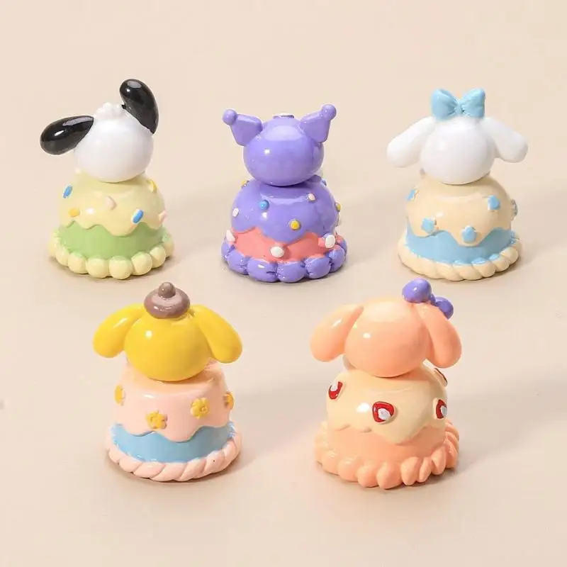 Sanrio Cake Party Series Figura Anime, Enfeites de carro, Acessórios Chaveiros, Decoração Desktop, Modelo Toy Presentes, DIY, 5pcs