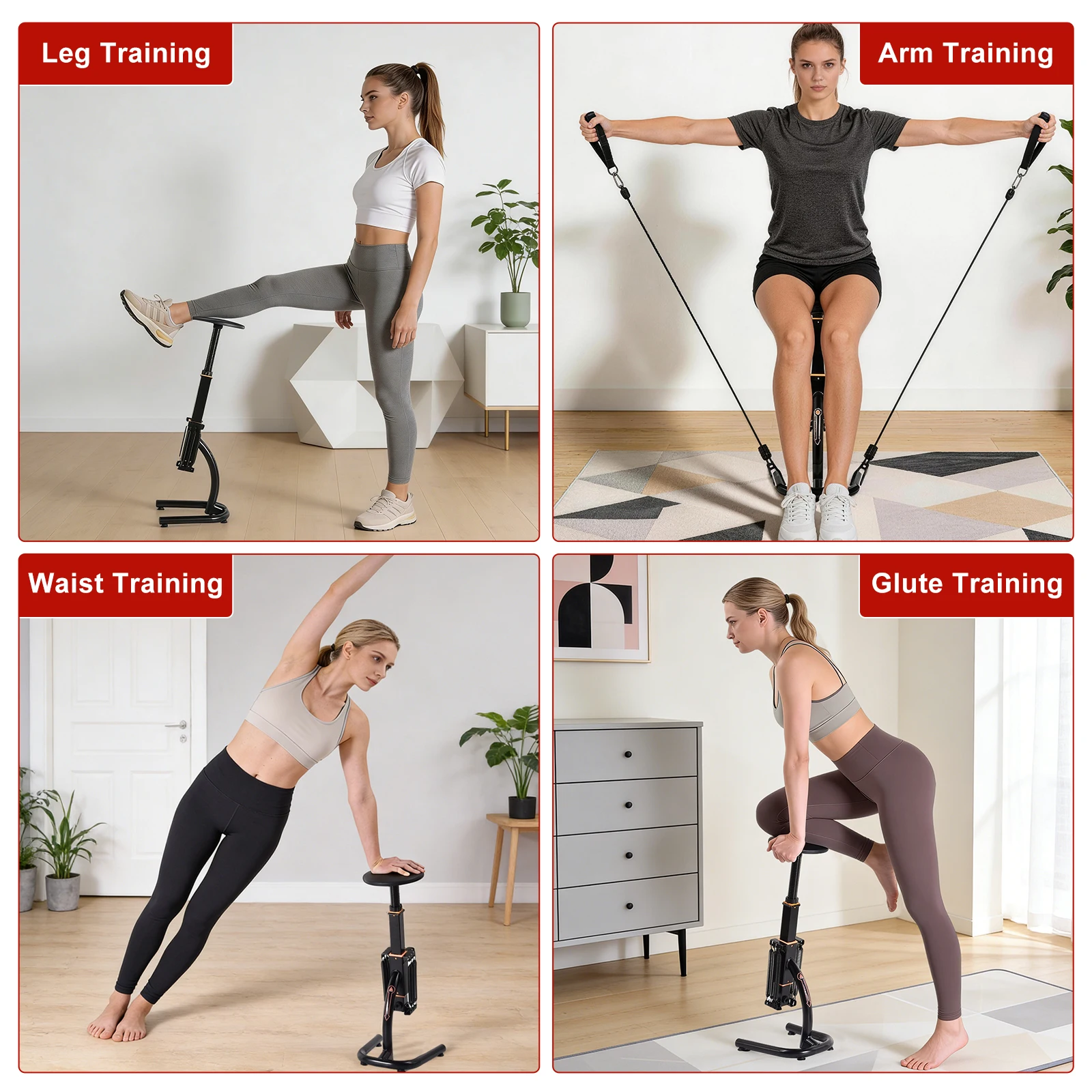 Assisted Squat Machine Height Adjustable Glutes Trainer with Variable Intensity, Leg Hip Core Strengthener Exercise Equipment for Home Gym, Low Impact Lower Body Workout Machine for Glutes Legs Hamstrings Quads view 8