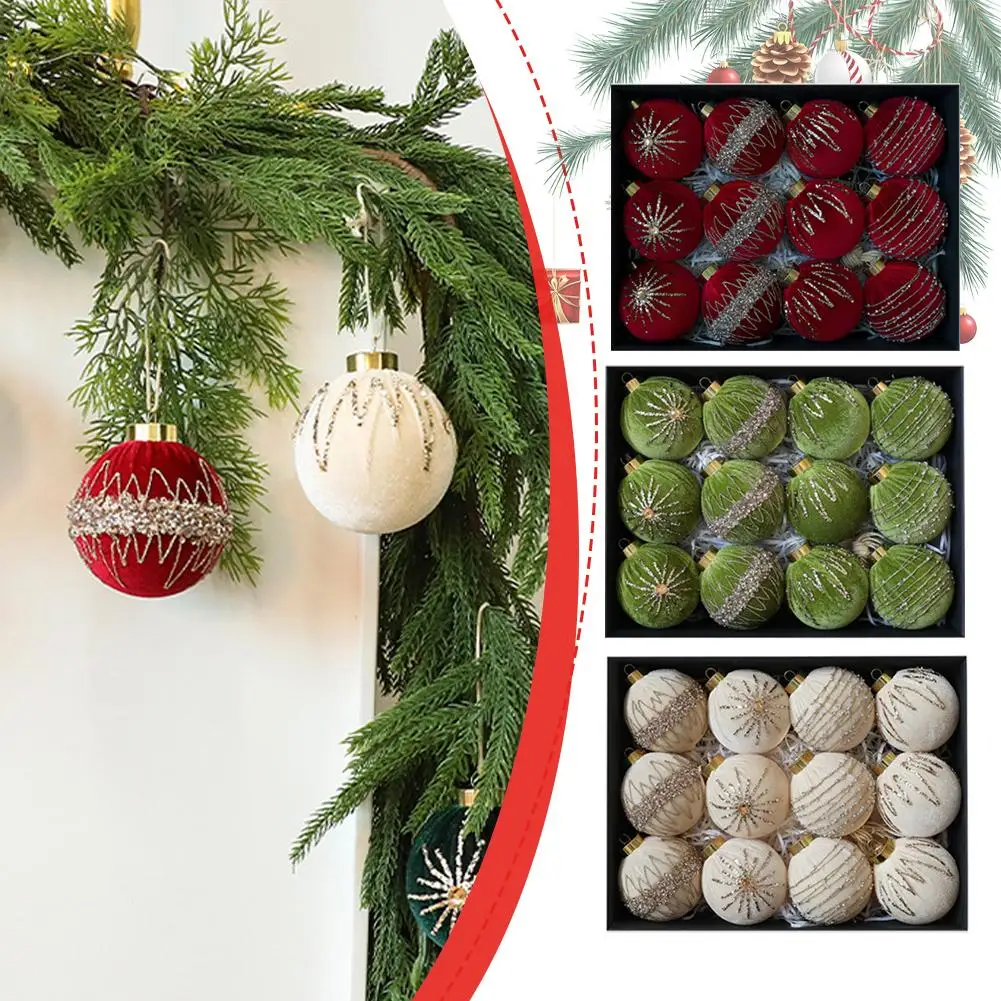 

Sparkling Diamond Velvet Wrap Christmas Ball Pendant For Christmas Trees Window Hangings Multi-Functional Easy To Match Pendant