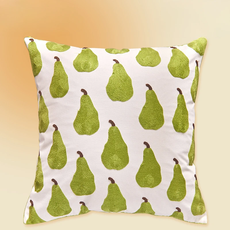45x45CM  Art Leaves Throw Pillow Cover Fruit Canvas Embroidered Stamping Waist Cushion Cover Decor Home Decorative Pillowcase