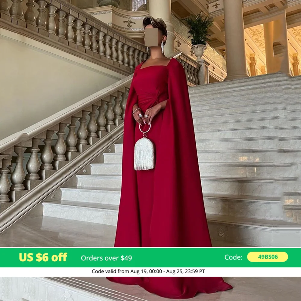 

Msikoods Burgundy A Line Formal Prom Gowns Women 2024 Long Cap Sleeves Elegant Evening Party Dresses Arabic Long Event Dress