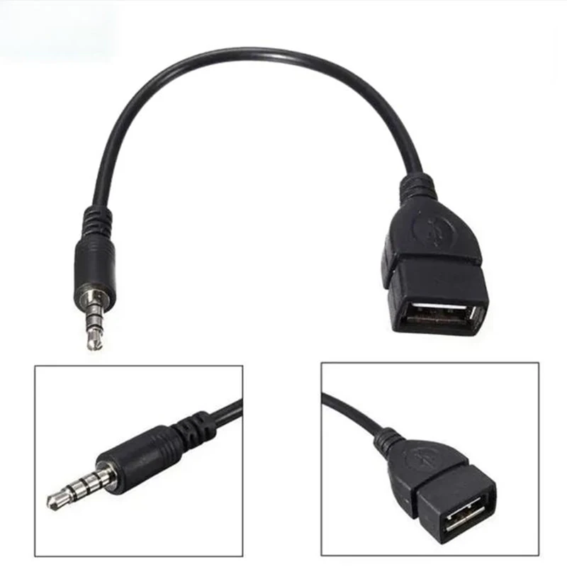 1-8Pcs 3.5mm Black Car AUX Audio Cable To USB Audio Cable Car Electronics for Play Music Car Audio Cable USB Headphone Converter