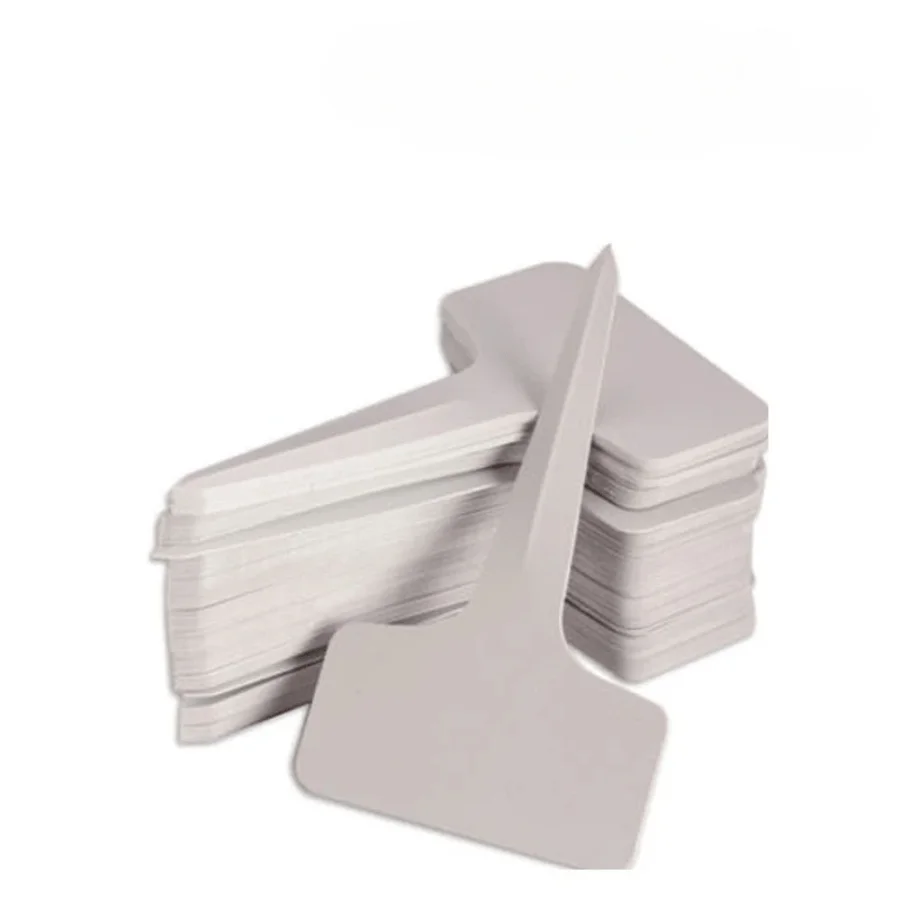 100pcs White Plastic PVC Plant T-type Tags Markers Nursery Garden Labels Seedling Tray  Pots Decoration   6x10cm
