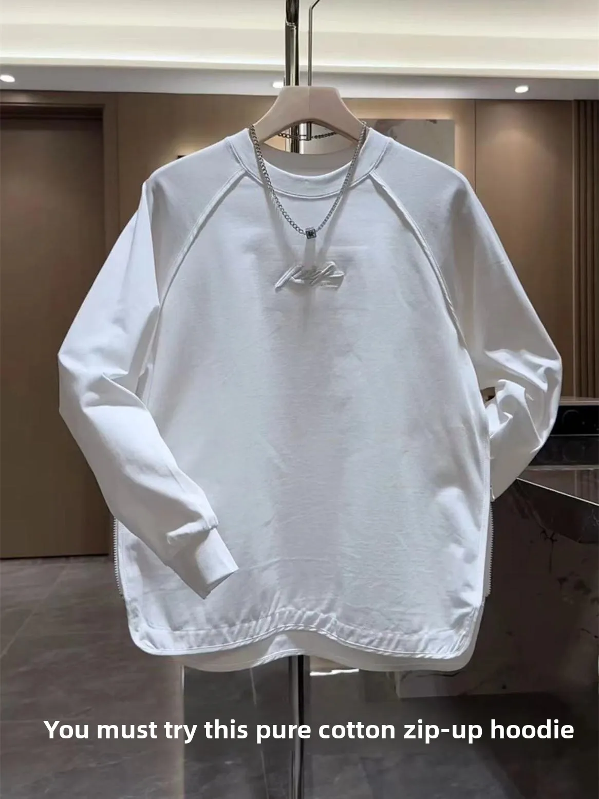 

Spring Autumn Men's Long Sve T-irt Embroidered round Ne Sweatirt Faionable Versatile Cotton Blend Fabric