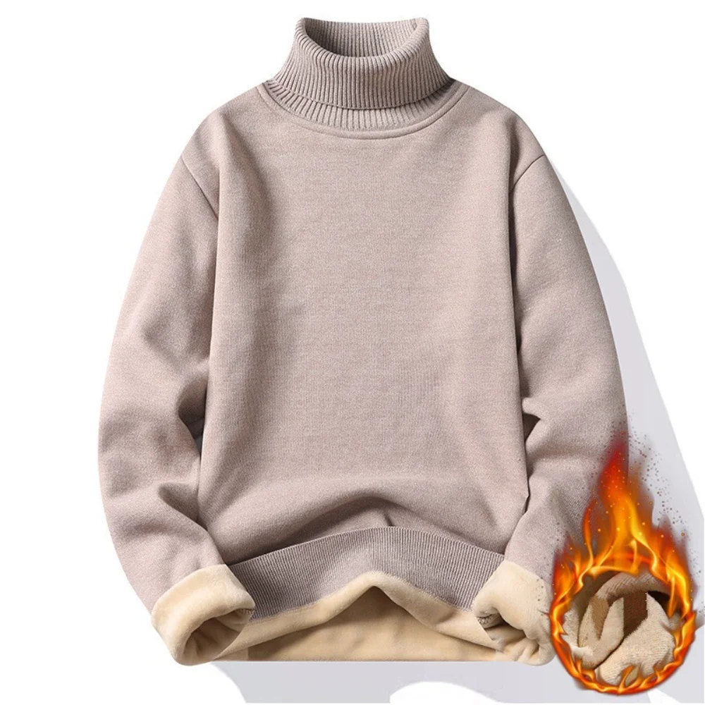 Jesienno-zimowy męski sweter z golfem Męskie swetry z dzianiny Sweter z dzianiny z golfem Ciepły męski sweter Slim Fit Casual Sweter