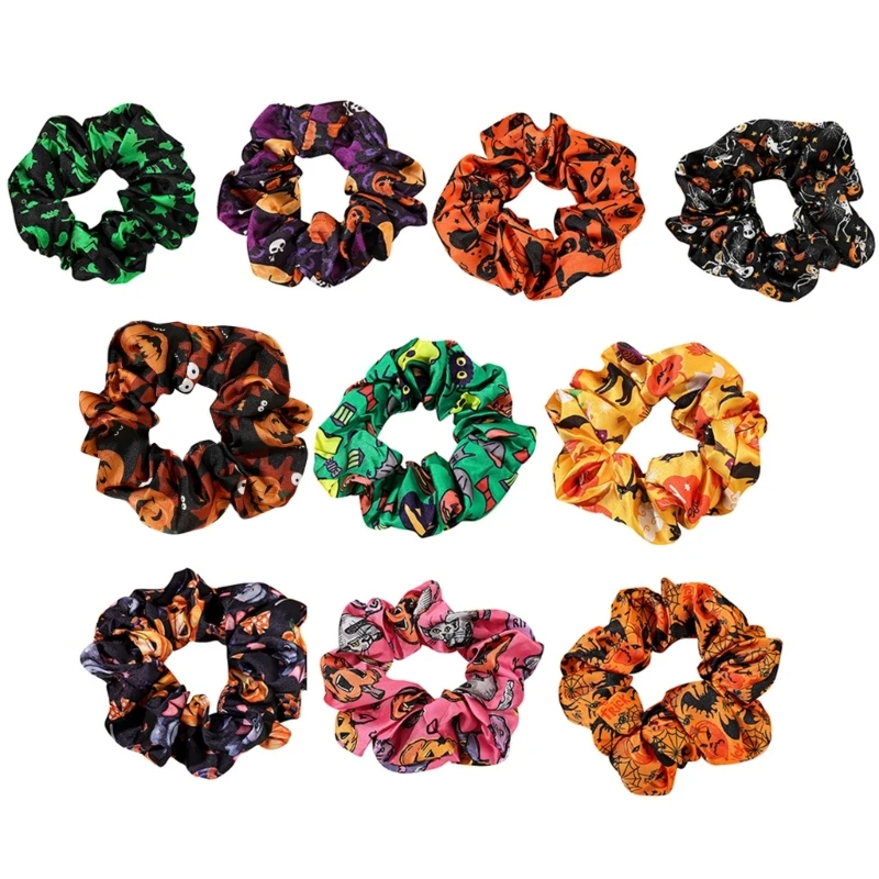 652F Halloween Scrunchies Bí Ngô Tóc Scrunchies Dây Buộc Tóc Co Giãn Mềm Mại Tóc Tóc Scrunchy Dây Phụ Kiện Tóc