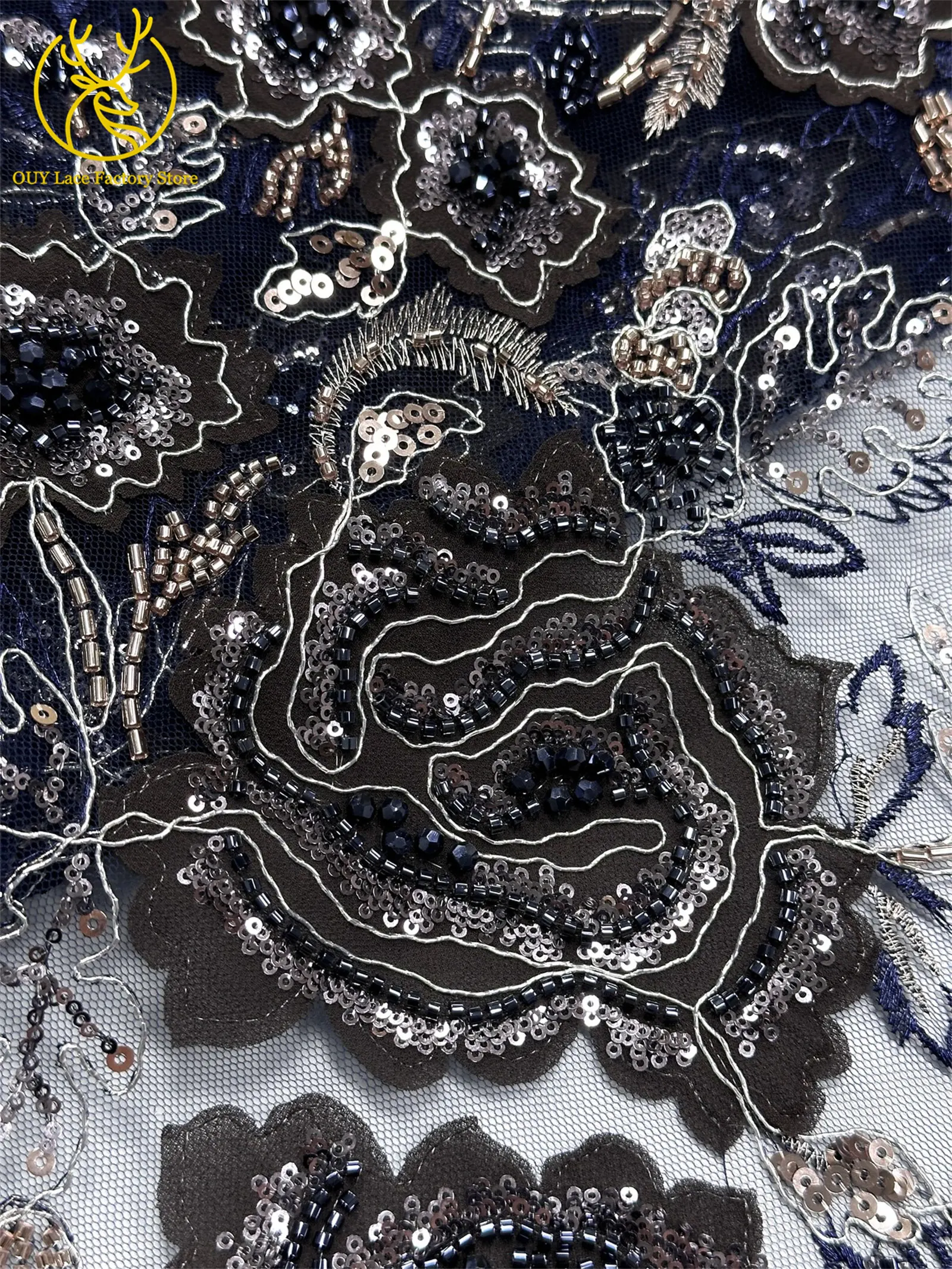 Modische Elegante Französische Brautkleid-Spitze mit Stickerei und Perlen 2026 Hochwertige Nigerianische Afrikanische Pailletten-Spitze für Hochzeitskleider – Detail 28
