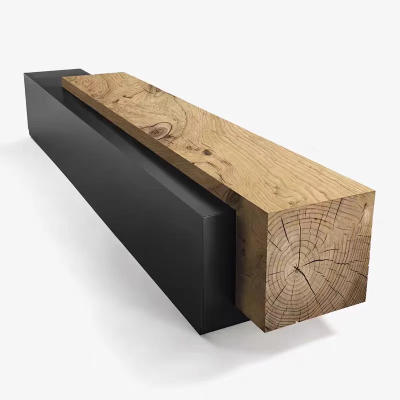 Nordic personalized creative bench, log solid wood bench, clothing store rest shoe changing bench