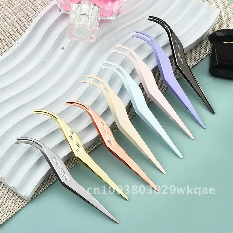 Piegaciglia in acciaio inossidabile Pinzette per innesto universale per ciglia Strumenti di bellezza per trucco con bocca ad arco in canna di fucile