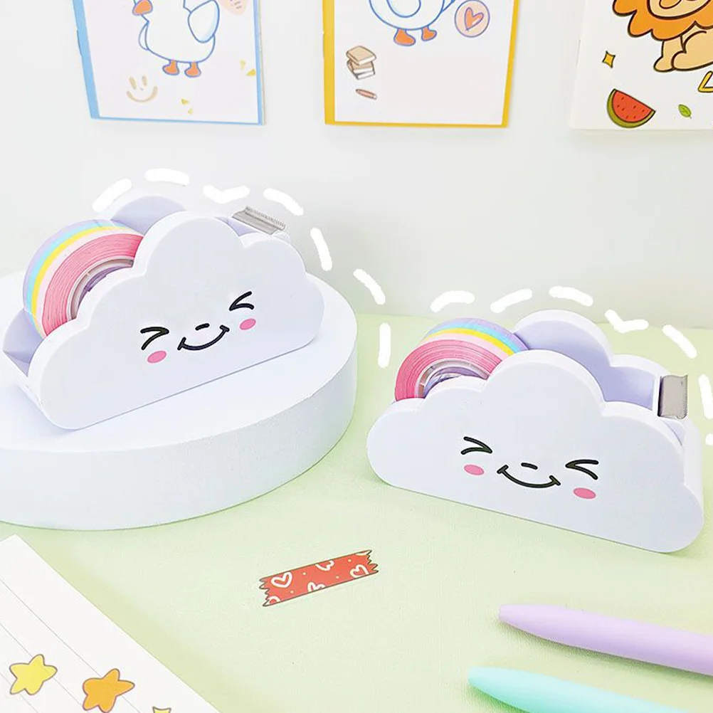 Tape Dispenser putih pemegang kertas kartun untuk Scrapbooking Washi plastik multifungsi ringan rumah