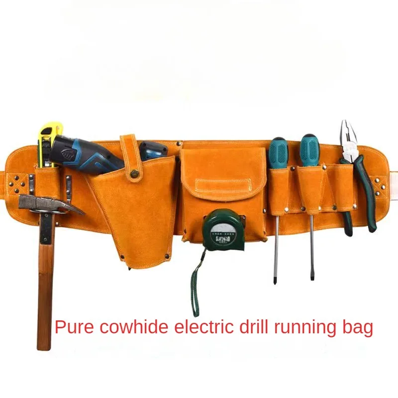 Rindsleder Bohrer Holster Taille Werkzeug Tasche Langlebige Elektrische Taille Gürtel Werkzeug Bohrmaschine Elektrische Schraubendreher Tasche Tasche Mit Gürtel