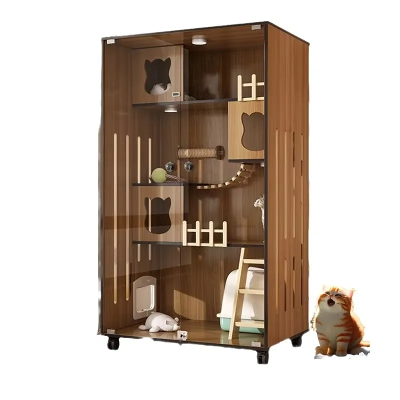 

Large Luxury Solid Wood Cat House New Design Multi-Layer Cat Villa with Rectangle Shape for Indoors