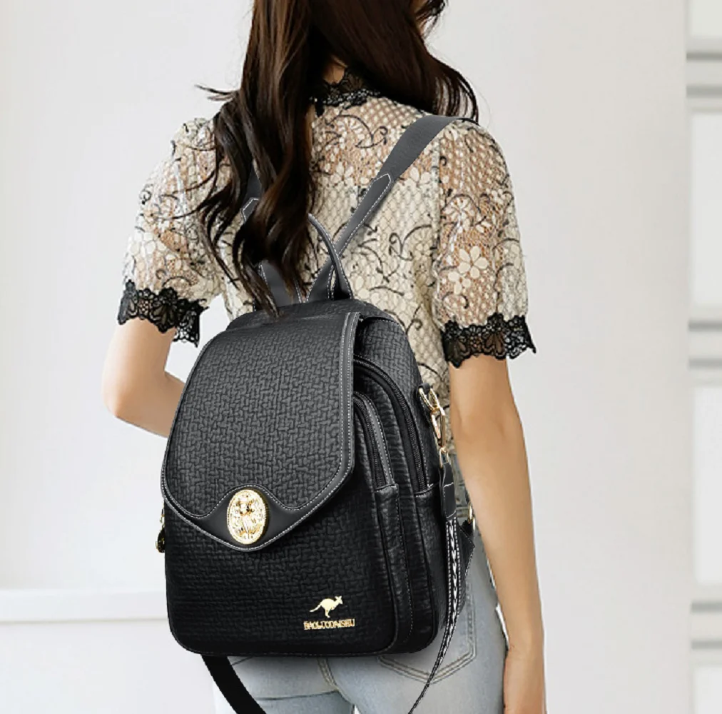 

2025 New Luxury Fashion Large Capacity Travel Shoulder Bags Women's High Quality Leather Shoulder Bags Totes School Bag Backpack