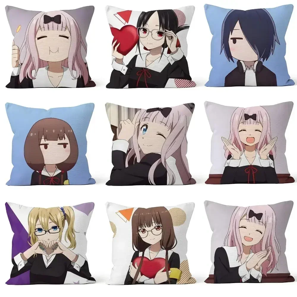 Anime Kaguya-sama: Love Is War Chika Cushion Cover Throw Pillow Soft Short Plush Cozy Colorfast For Sofa Bedroom Home Decor