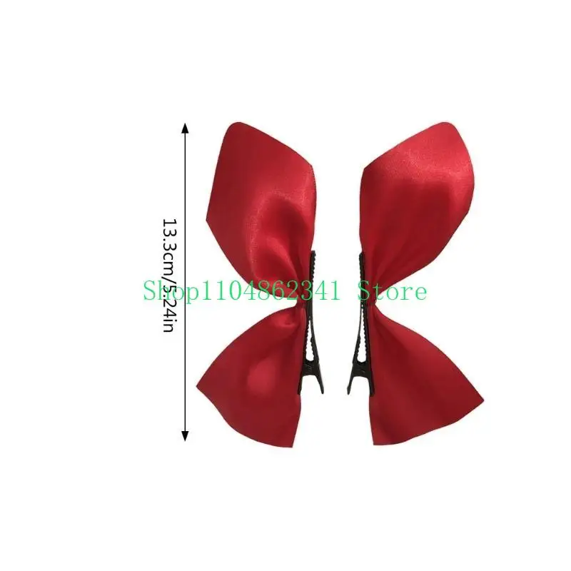 5ASD Sweet Duckbill Bowknot Hairpin Y2K Clip per capelli raso/ velluto per le donne